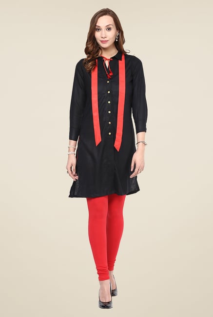 Yepme Black Button Down Kurti Yepme Black Button Down Kurti