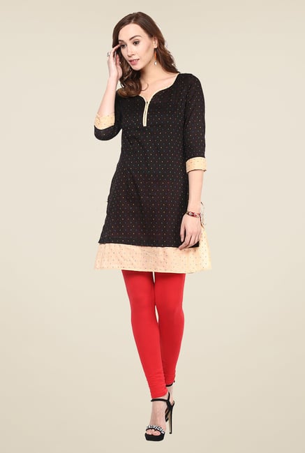 Yepme Black & Beige Printed Kurti Yepme Black & Beige Printed Kurti