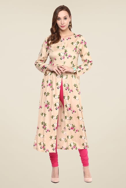 Yepme Beige Long Printed Kurti Yepme Beige Long Printed Kurti