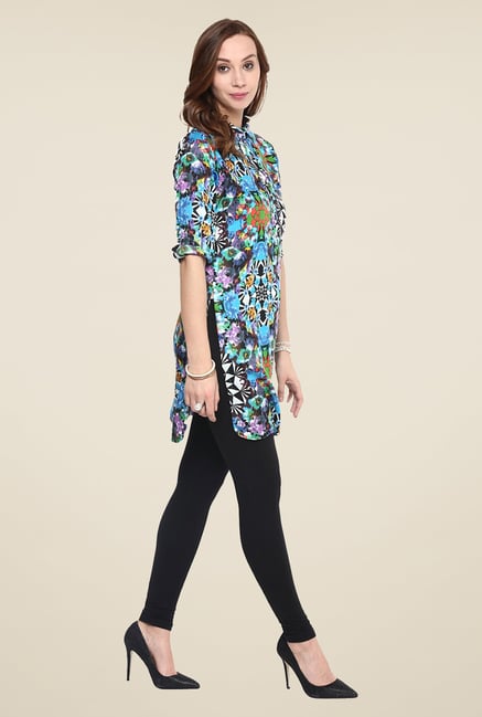 Yepme Blue & Black Printed Kurti Yepme Blue & Black Printed Kurti