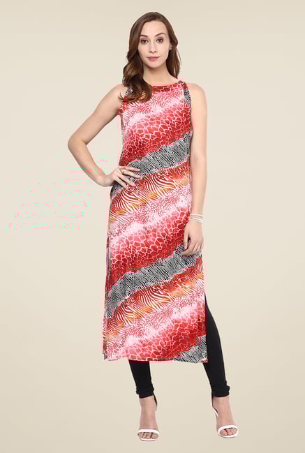 Yepme Red Long Printed Kurti Yepme Red Long Printed Kurti