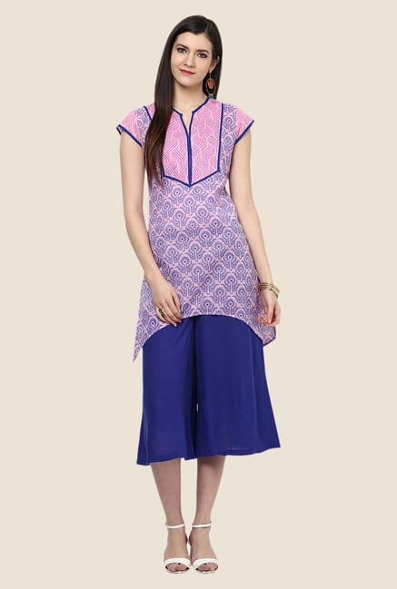 Yepme Pink & Blue Asymmetrical Kurti Yepme Pink & Blue Asymmetrical Kurti