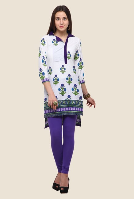 Yepme Claudia White & Purple Floral Print Kurti Yepme Claudia White & Purple Floral Print Kurti