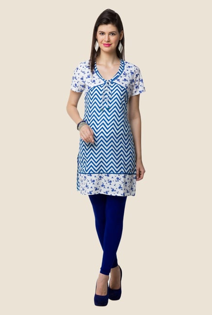 Yepme Joana Blue Chevron Print Kurti Yepme Joana Blue Chevron Print Kurti
