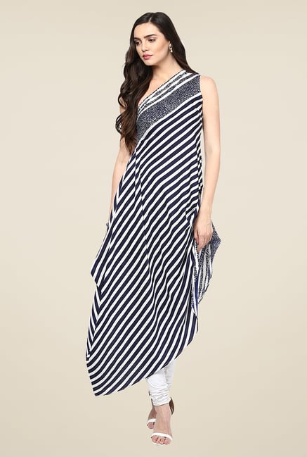 Yepme Navy Rosero Asymmetrical Premium Kurti Yepme Navy Rosero Asymmetrical Premium Kurti
