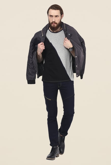 Yepme Grey & Black Corin T Shirt Yepme Grey & Black Corin T Shirt