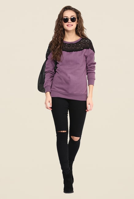 Yepme Jess Purple Lace Sweatshirt Yepme Jess Purple Lace Sweatshirt