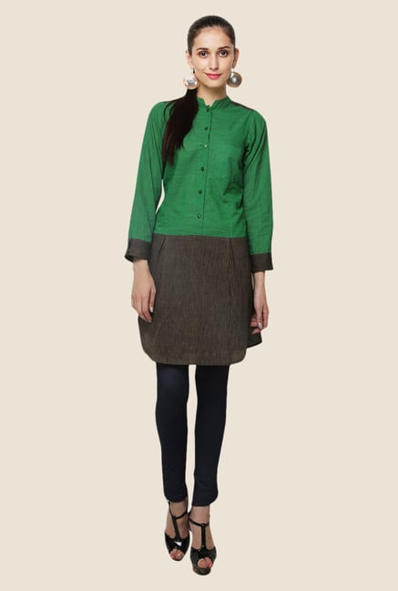 Yepme Green Cleo Shirt Style Kurti Yepme Green Cleo Shirt Style Kurti