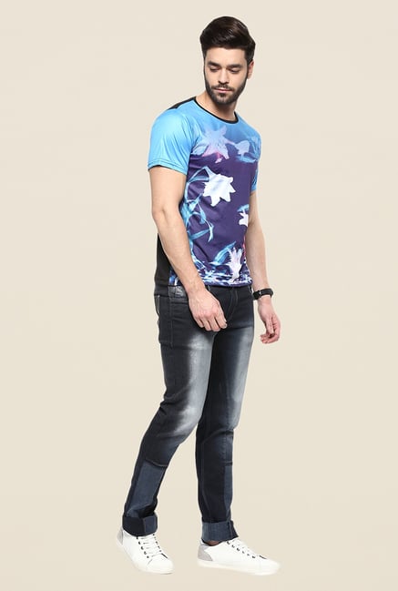 Yepme Blue Flora Digital Print T Shirt Yepme Blue Flora Digital Print T Shirt