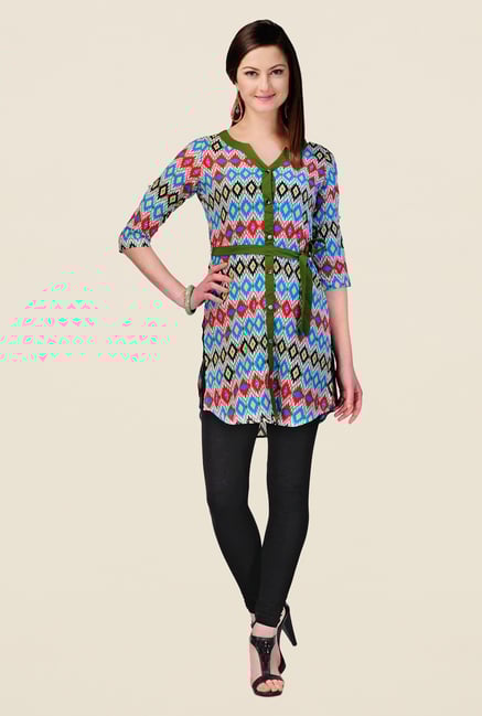 Yepme Sasha Blue & Red Printed Kurti Yepme Sasha Blue & Red Printed Kurti