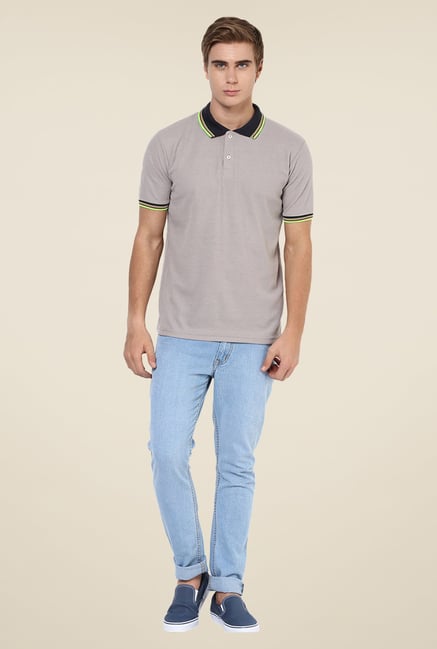 Yepme Grey Wayne Premium Polo T Shirt Yepme Grey Wayne Premium Polo T Shirt
