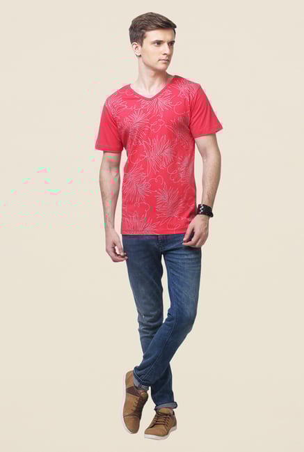 Yepme Red Jungle Tropical T Shirt Yepme Red Jungle Tropical T Shirt
