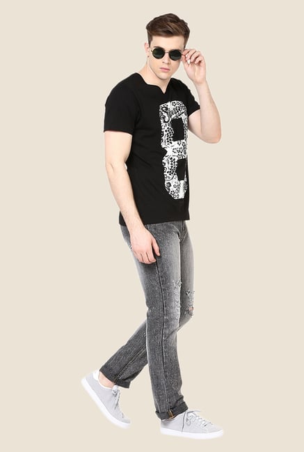 Yepme Black Brendan Heavily Washed Jeans Yepme Black Brendan Heavily Washed Jeans