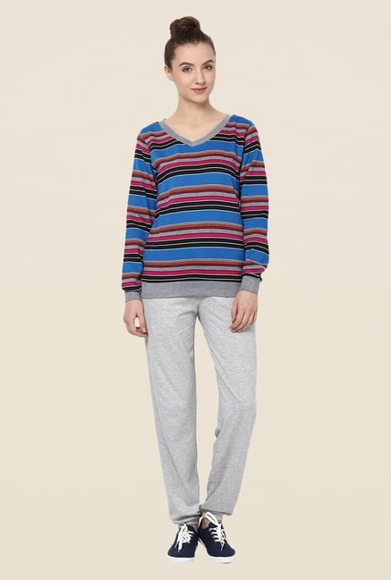Yepme Rihanna Blue Striped Sweatshirt Yepme Rihanna Blue Striped Sweatshirt
