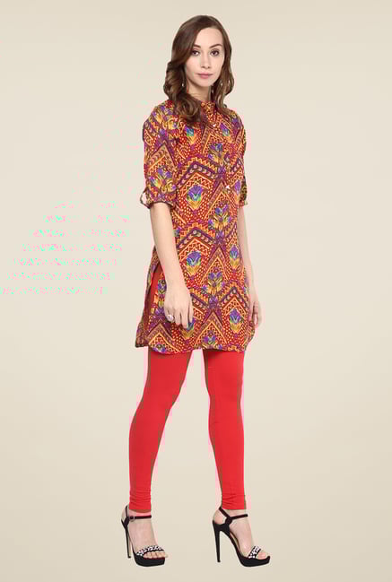 Yepme Orange Printed Elbow-sleeved Kurti Yepme Orange Printed Elbow-sleeved Kurti