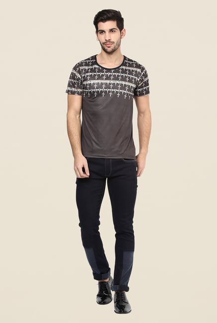 Yepme Brown Spikes & Cross T Shirt Yepme Brown Spikes & Cross T Shirt