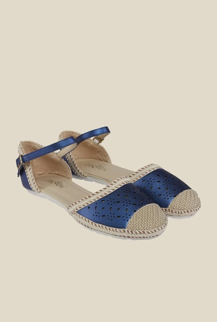 Cocoon Blue & Beige Ankle Strap D'orsay Sandals Cocoon Blue & Beige Ankle Strap D'orsay Sandals
