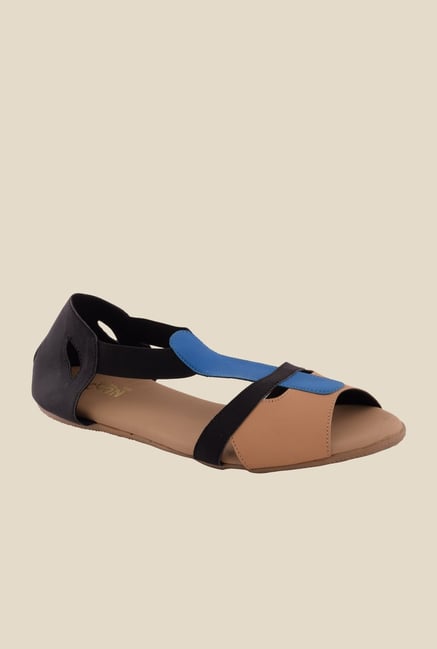 Cocoon Black & Beige T-Strap D'orsay Sandals Cocoon Black & Beige T-Strap D'orsay Sandals