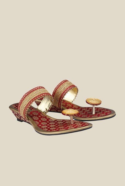 Cocoon Red & Gold Wedge Heeled Sandals Cocoon Red & Gold Wedge Heeled Sandals