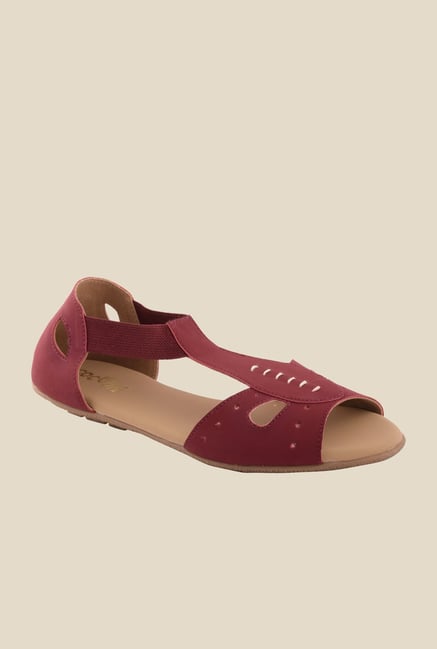 Cocoon Maroon T-Strap D'orsay Sandals Cocoon Maroon T-Strap D'orsay Sandals