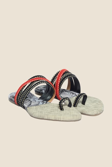 Cocoon Black & Red Toe Ring Sandals Cocoon Black & Red Toe Ring Sandals