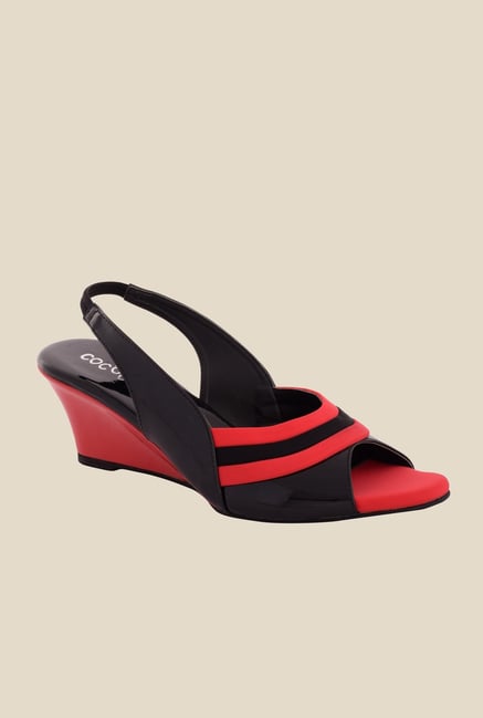 Cocoon Black & Red Sling Back Wedges Cocoon Black & Red Sling Back Wedges