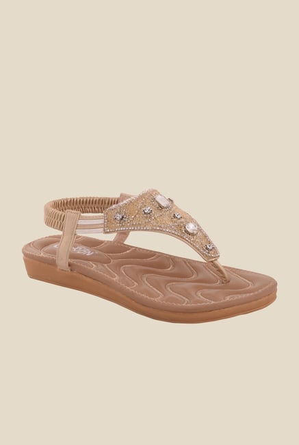 Cocoon Gold & Beige T-Strap Sandals Cocoon Gold & Beige T-Strap Sandals