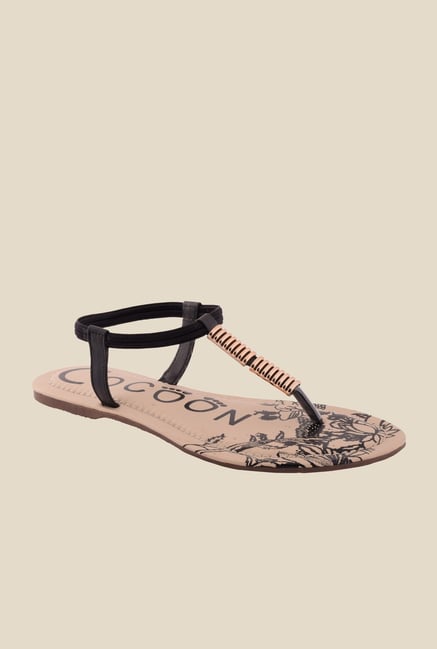 Cocoon Black & Bronze T-Strap Sandals Cocoon Black & Bronze T-Strap Sandals