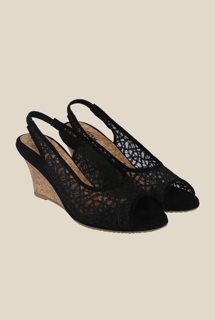 Cocoon Black Sling Back Wedges Cocoon Black Sling Back Wedges