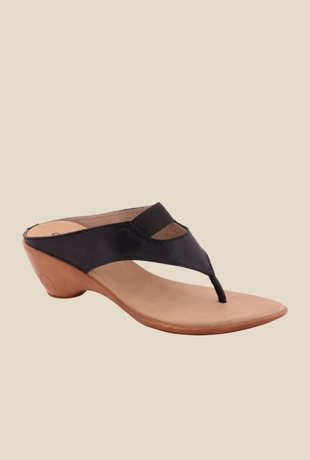 Cocoon Black Wedge Heeled Thong Sandals Cocoon Black Wedge Heeled Thong Sandals