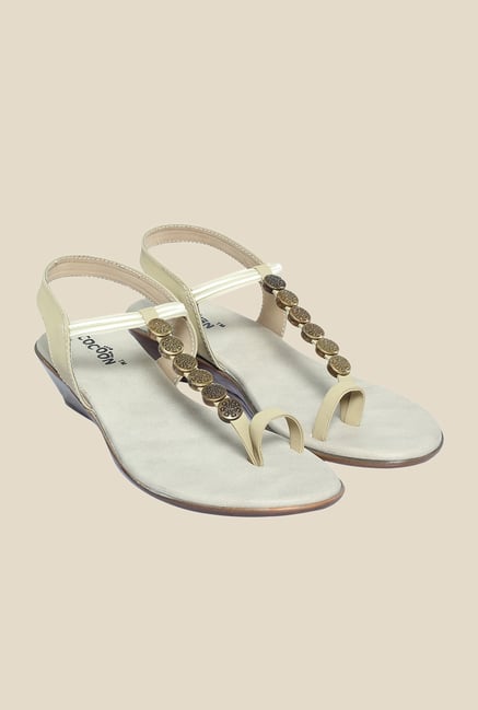 Cocoon Beige & Gold Sling Back Wedges Cocoon Beige & Gold Sling Back Wedges