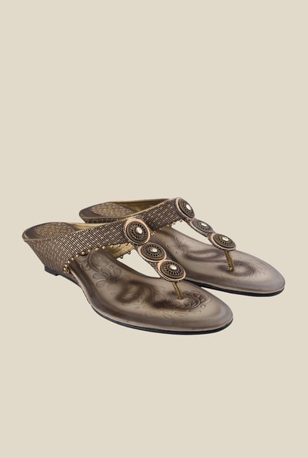 Cocoon Antique Bronze Wedge Thong Sandals Cocoon Antique Bronze Wedge Thong Sandals