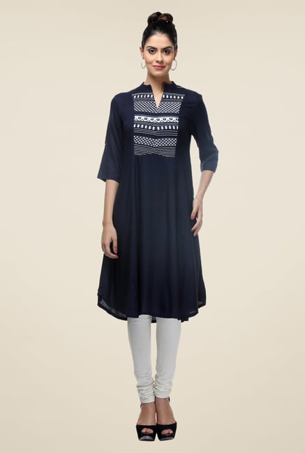 W Navy Printed Kurta W Navy Printed Kurta