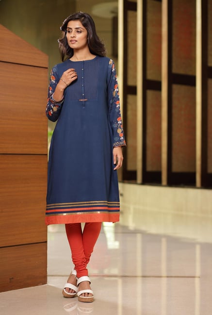 W Blue Printed Kurta W Blue Printed Kurta