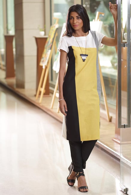 W Mustard Solid Kurta W Mustard Solid Kurta