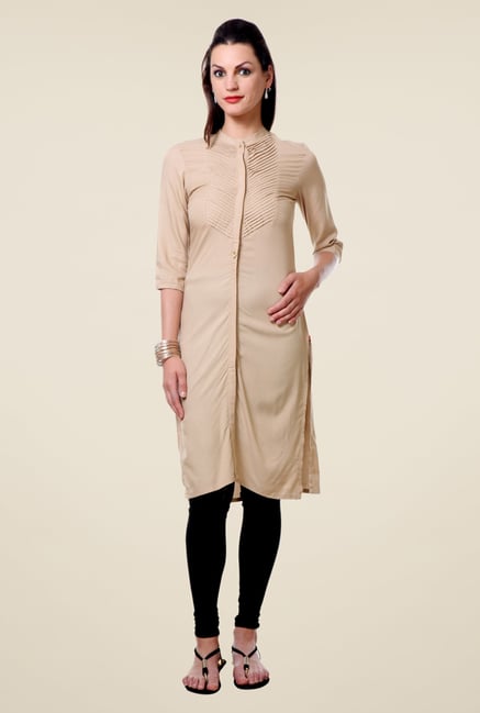 W Beige Solid Kurta W Beige Solid Kurta