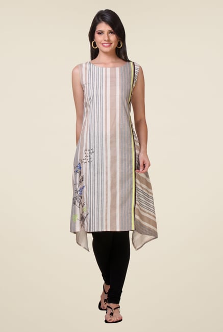 W Brown Striped Kurta W Brown Striped Kurta