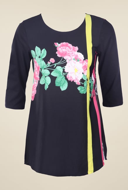 W Navy Printed Top W Navy Printed Top