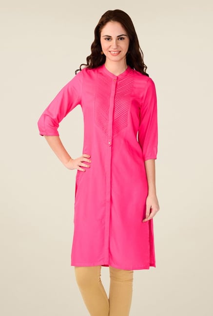 W Pink Solid Kurta W Pink Solid Kurta