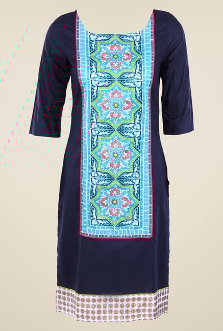 W Navy Printed Kurta W Navy Printed Kurta