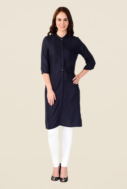 W Navy Solid Kurta W Navy Solid Kurta