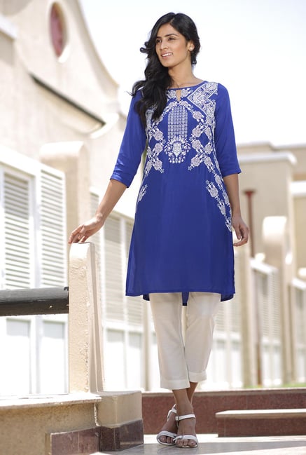 W Blue Printed Kurta W Blue Printed Kurta