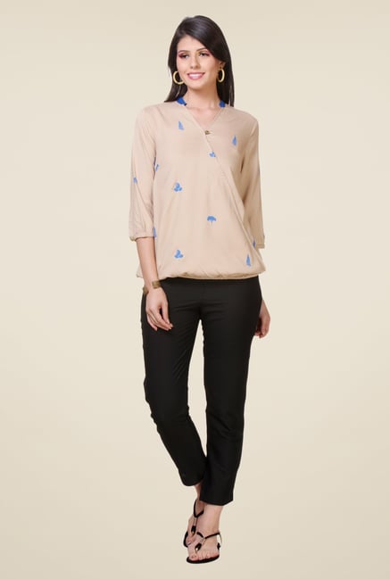 W Beige Printed Top W Beige Printed Top