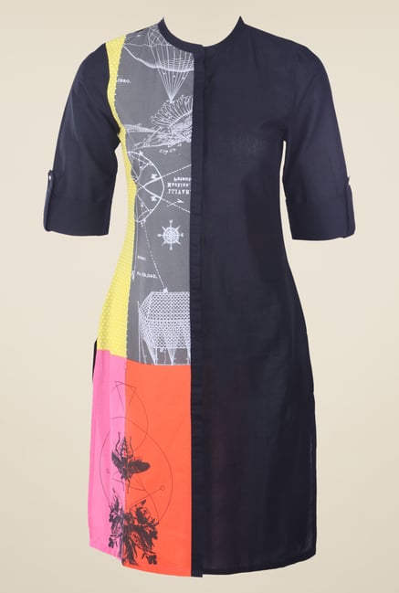 W Navy Printed Kurta W Navy Printed Kurta
