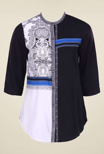 W Navy Printed Top W Navy Printed Top