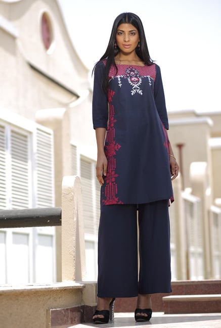 W Blue Printed Kurta W Blue Printed Kurta