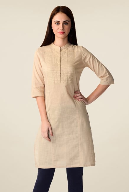 W Beige Solid Kurta W Beige Solid Kurta