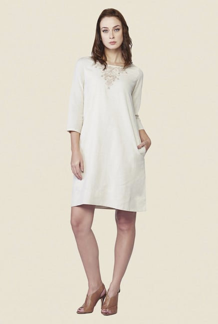 AND Beige Solid Dress AND Beige Solid Dress