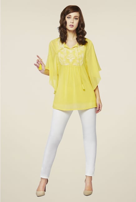 AND Yellow Embroidered Top AND Yellow Embroidered Top