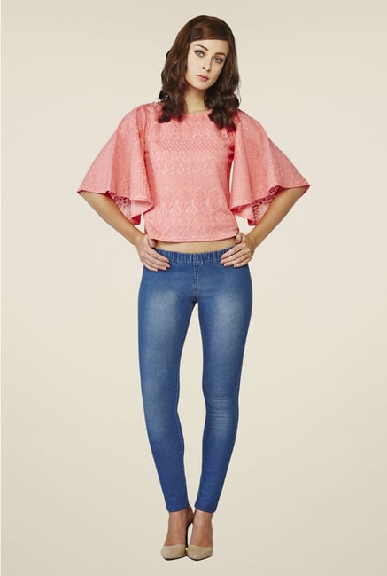 AND Peach Self Print Top AND Peach Self Print Top